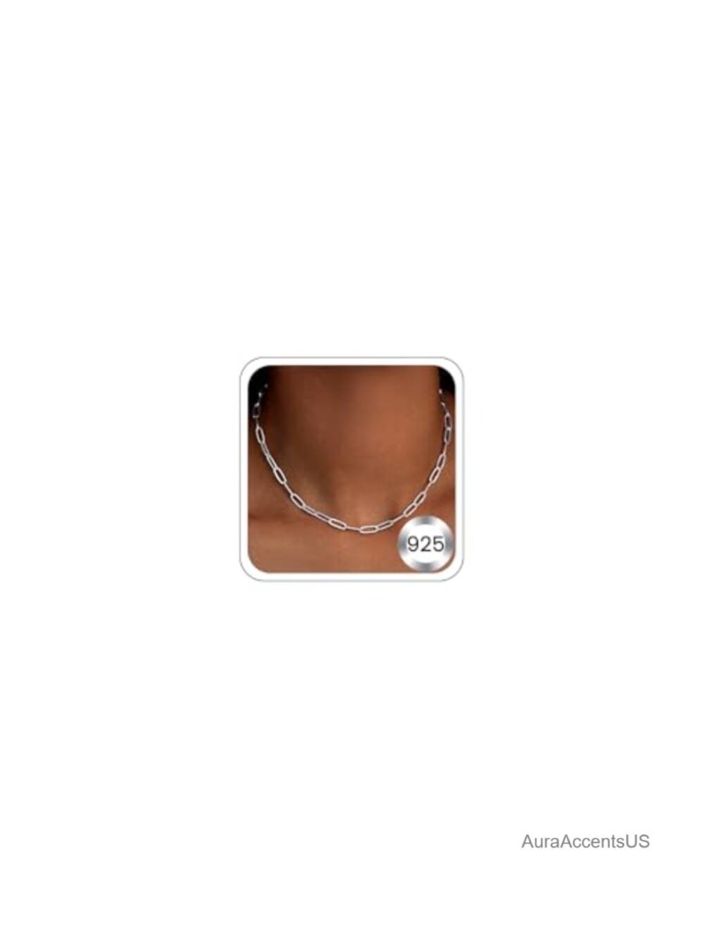 925 Sterling Silver Paperclip Necklace for Women - 3MM Durable Chain, Lobster